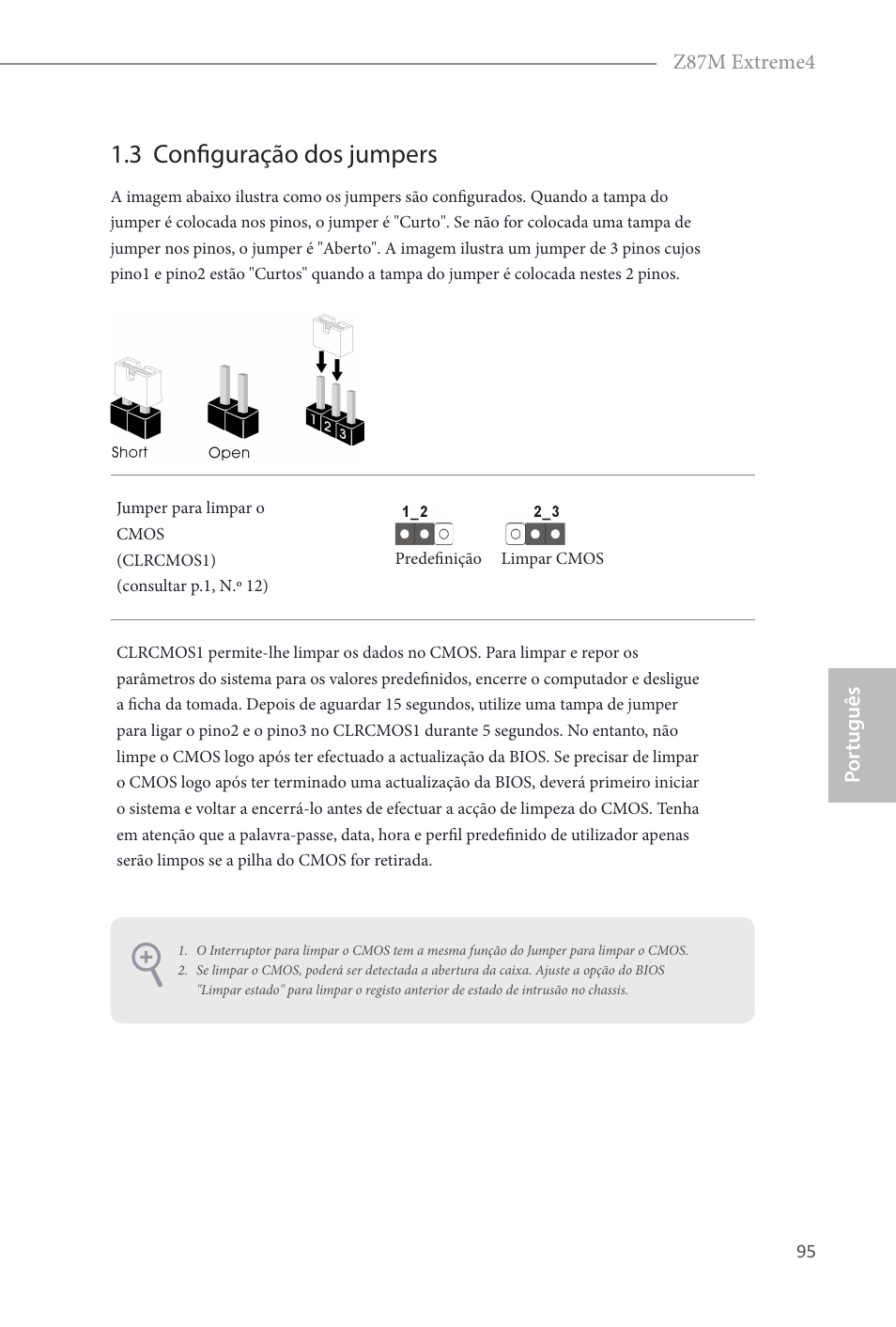3 configuração dos jumpers, Por tuguês z87m extreme4 | ASRock Z87M Extreme4 User Manual | Page 97 / 175
