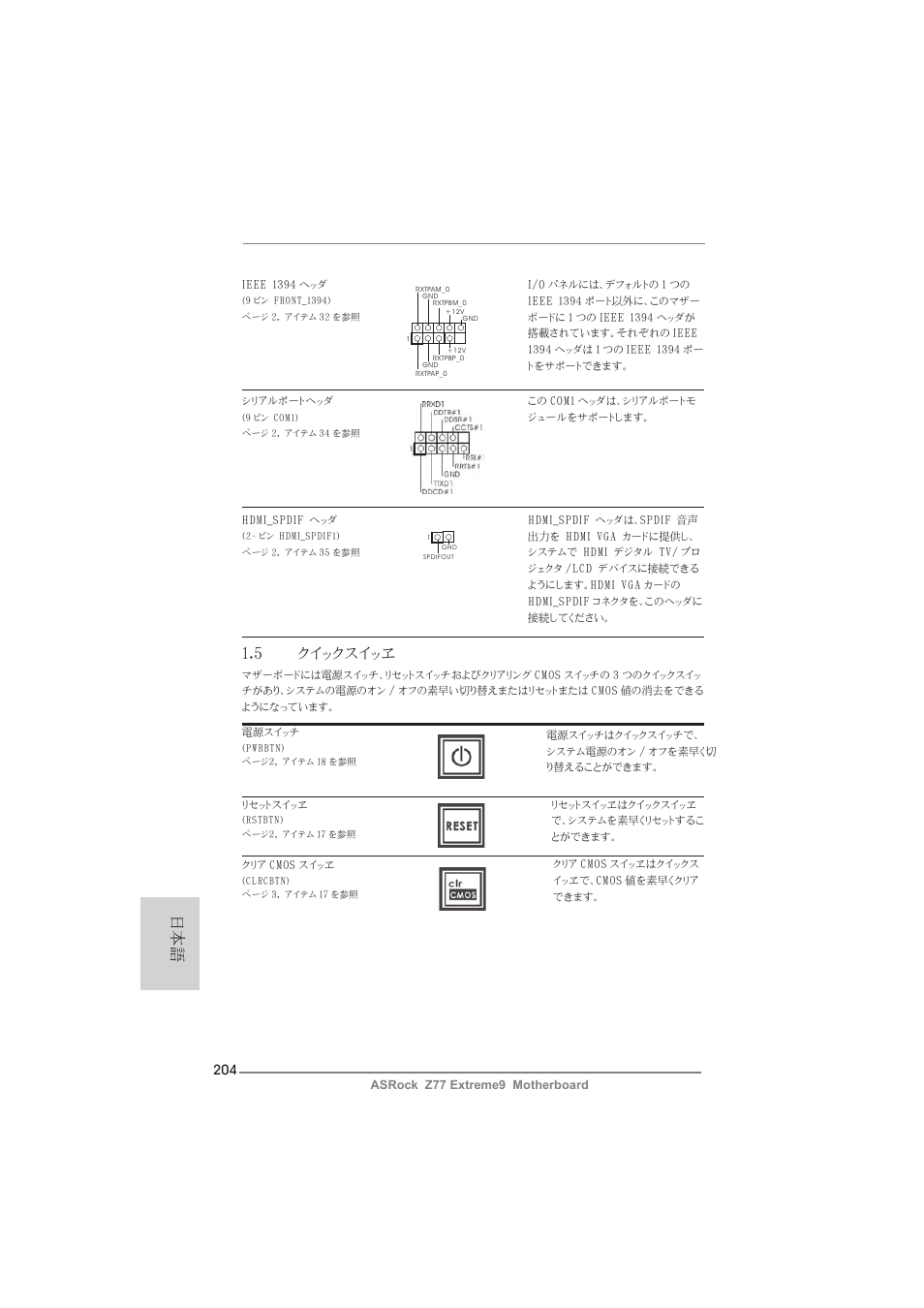 日本語 1.5 クイックスイッヱ | ASRock Z77 Extreme9 User Manual | Page 204 / 248