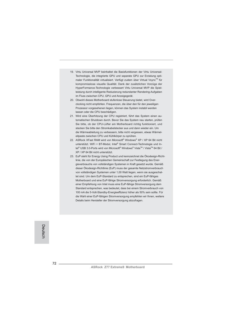 Deutsch | ASRock Z77 Extreme9 User Manual | Page 72 / 248