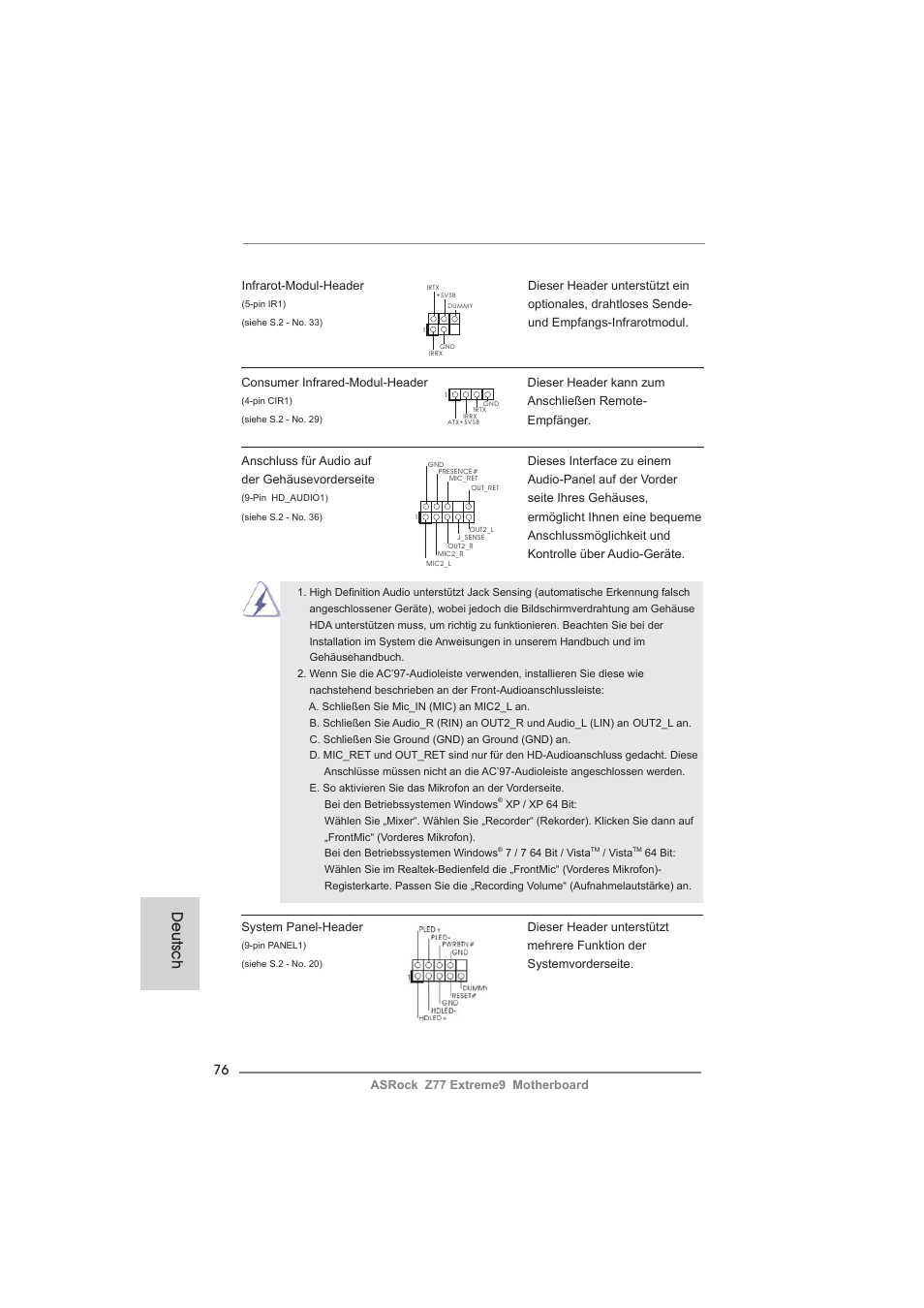 Deutsch | ASRock Z77 Extreme9 User Manual | Page 76 / 248