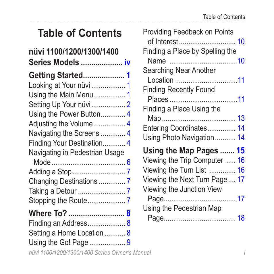 Garmin nuvi 1300 User Manual | Page 3 / 72