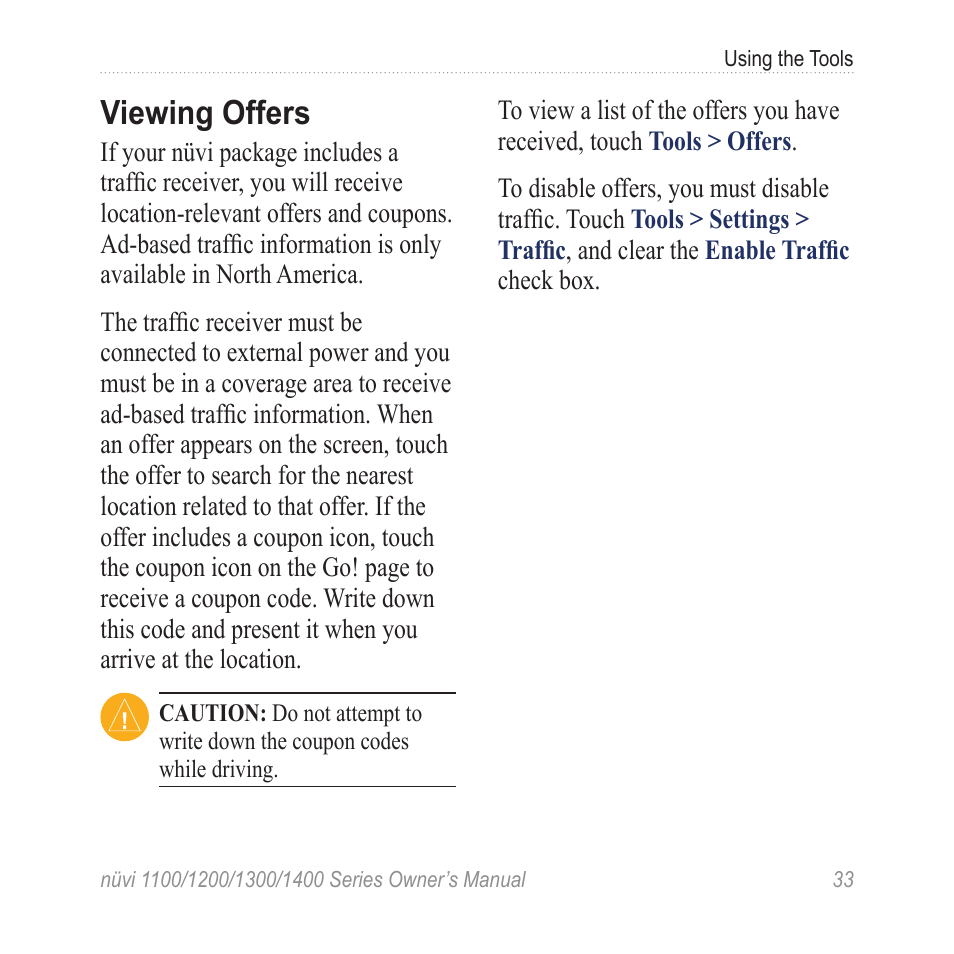 Viewing offers | Garmin nuvi 1300 User Manual | Page 39 / 72