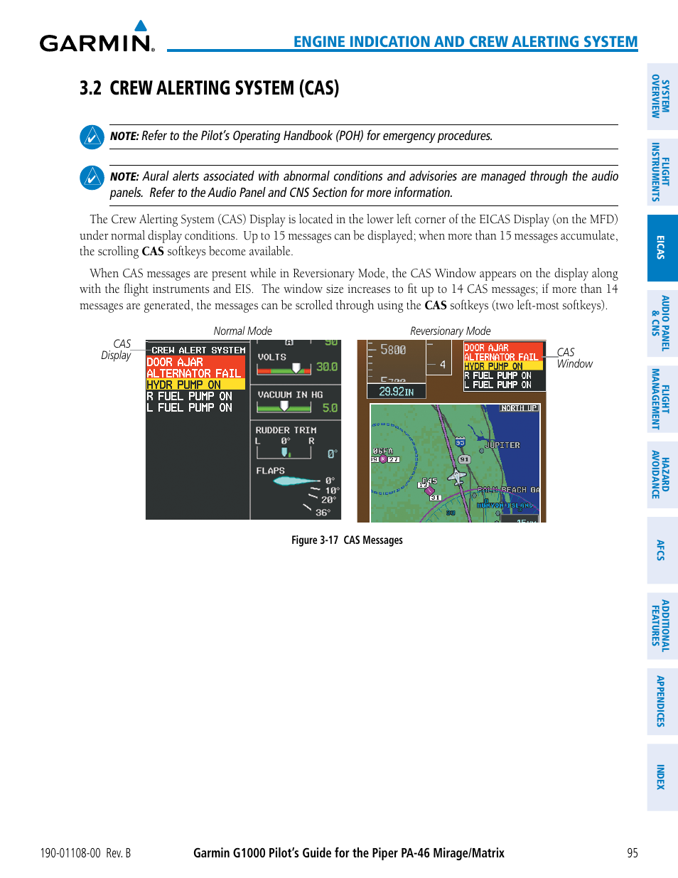 2 crew alerting system (cas), Engine indication and crew alerting system | Garmin G1000 Piper PA-46 Matrix User Manual | Page 109 / 600