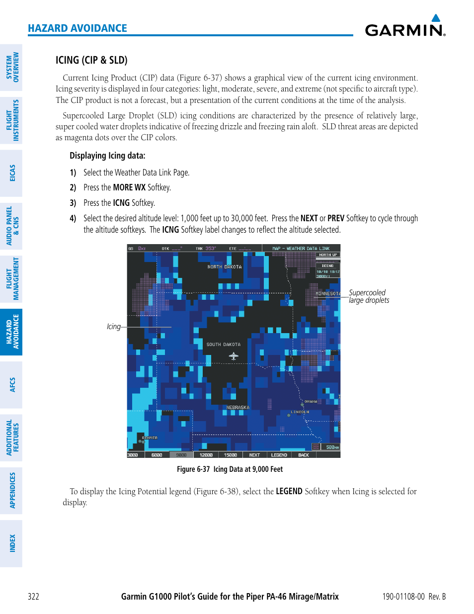 Hazard avoidance, Icing (cip & sld) | Garmin G1000 Piper PA-46 Matrix User Manual | Page 336 / 600