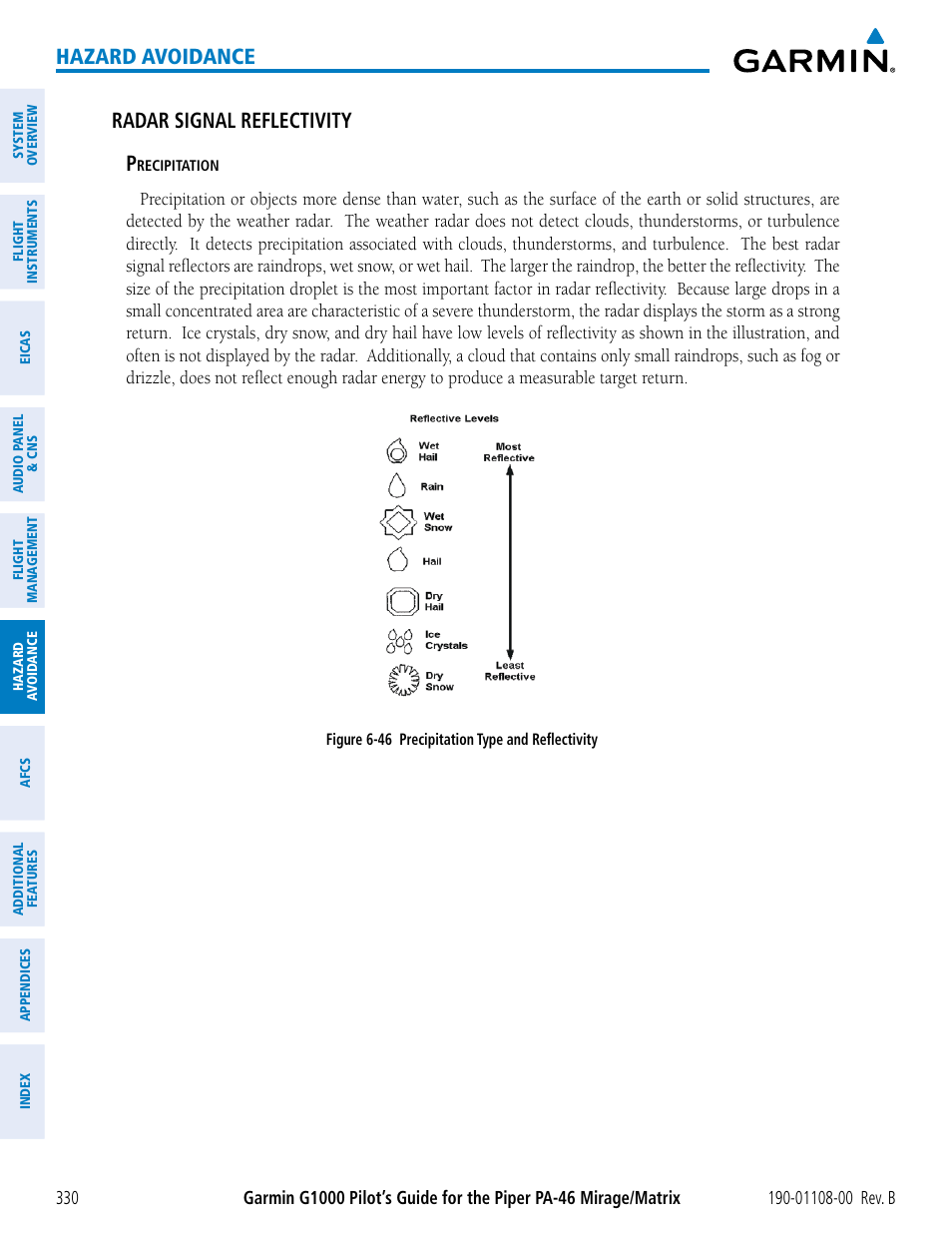 Hazard avoidance, Radar signal reflectivity p | Garmin G1000 Piper PA-46 Matrix User Manual | Page 344 / 600