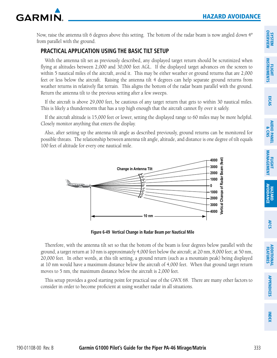 Hazard avoidance, Practical application using the basic tilt setup | Garmin G1000 Piper PA-46 Matrix User Manual | Page 347 / 600