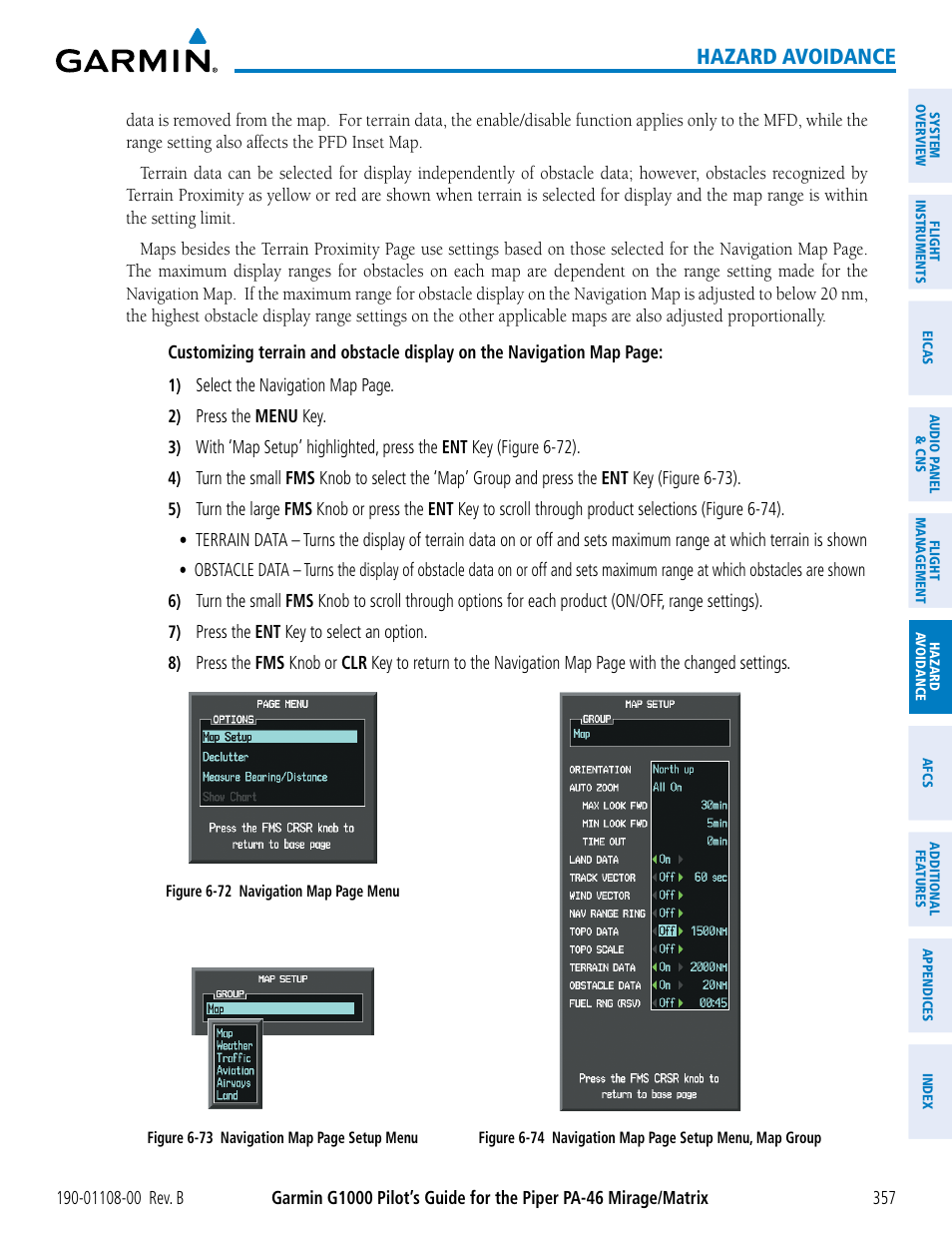 Hazard avoidance | Garmin G1000 Piper PA-46 Matrix User Manual | Page 371 / 600