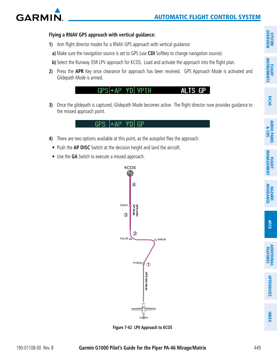 Automatic flight control system | Garmin G1000 Piper PA-46 Matrix User Manual | Page 463 / 600