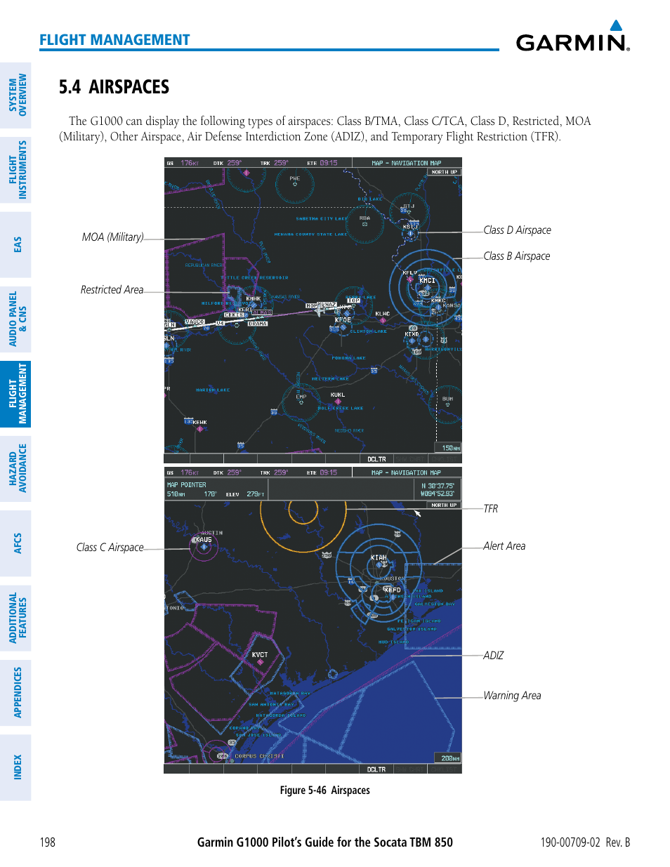 4 airspaces, Flight management | Garmin G1000 Socata TBM 850 User Manual | Page 212 / 600