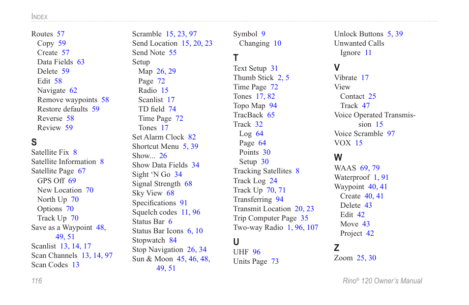 Garmin Rino 120 User Manual | Page 122 / 124
