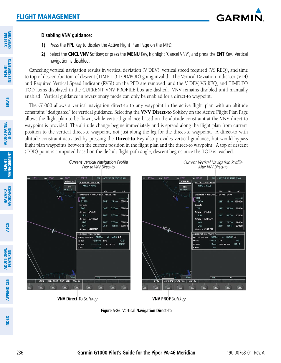 Flight management | Garmin G1000 Piper PA-46 Meridian User Manual | Page 250 / 572
