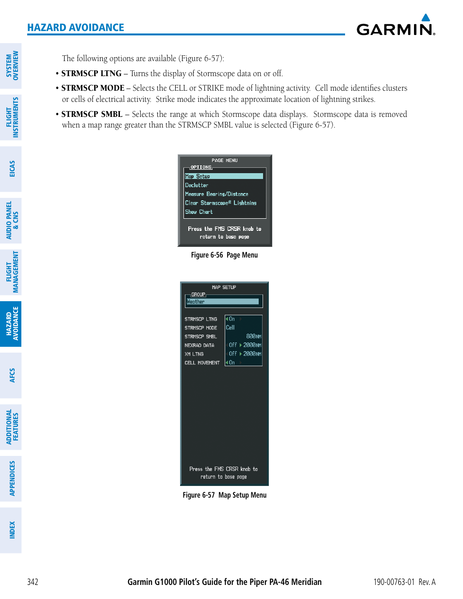 Hazard avoidance | Garmin G1000 Piper PA-46 Meridian User Manual | Page 356 / 572