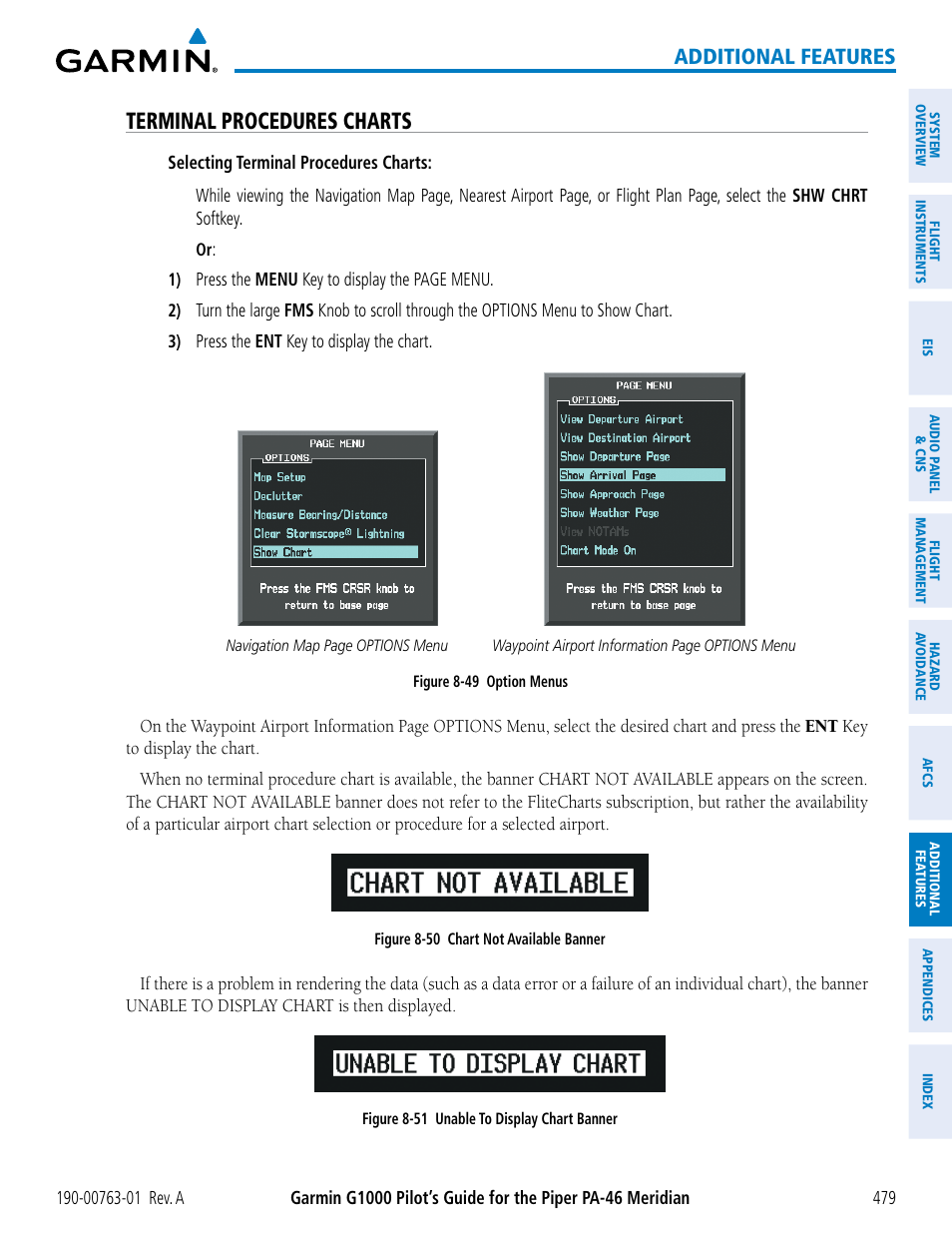 Terminal procedures charts, Additional features | Garmin G1000 Piper PA-46 Meridian User Manual | Page 493 / 572