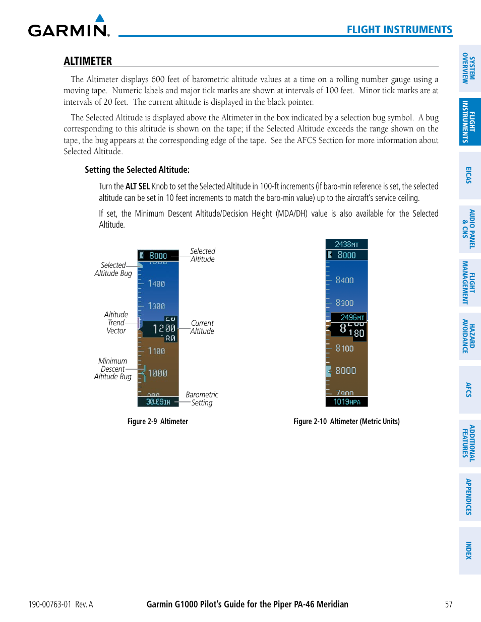 Altimeter, Flight instruments | Garmin G1000 Piper PA-46 Meridian User Manual | Page 71 / 572