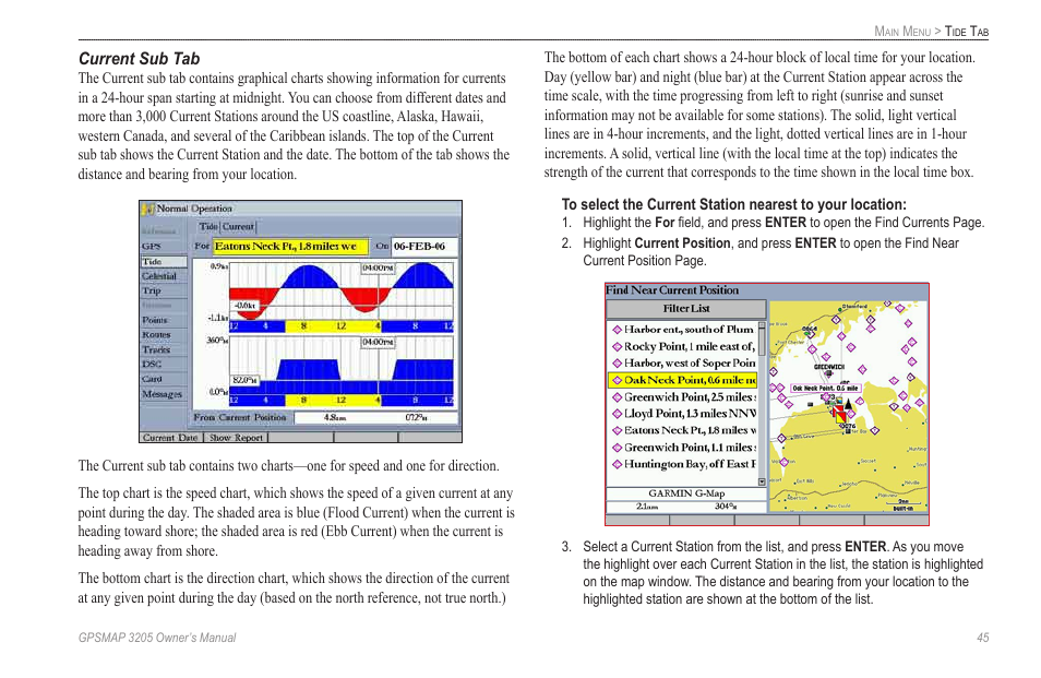 Current sub tab | Garmin GPSMAP 3205 User Manual | Page 53 / 126