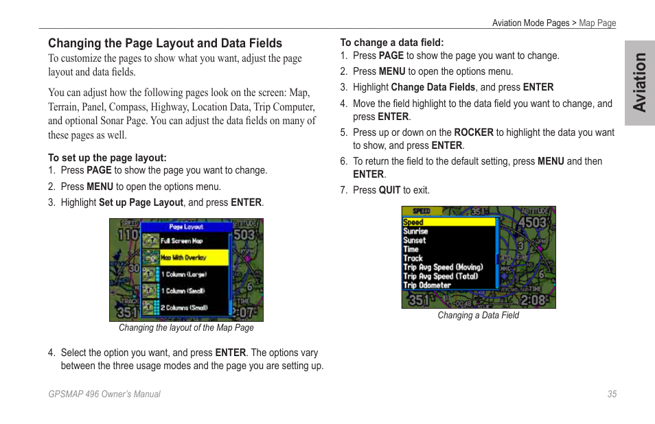 Aviation | Garmin GPSMAP 496 User Manual | Page 43 / 194