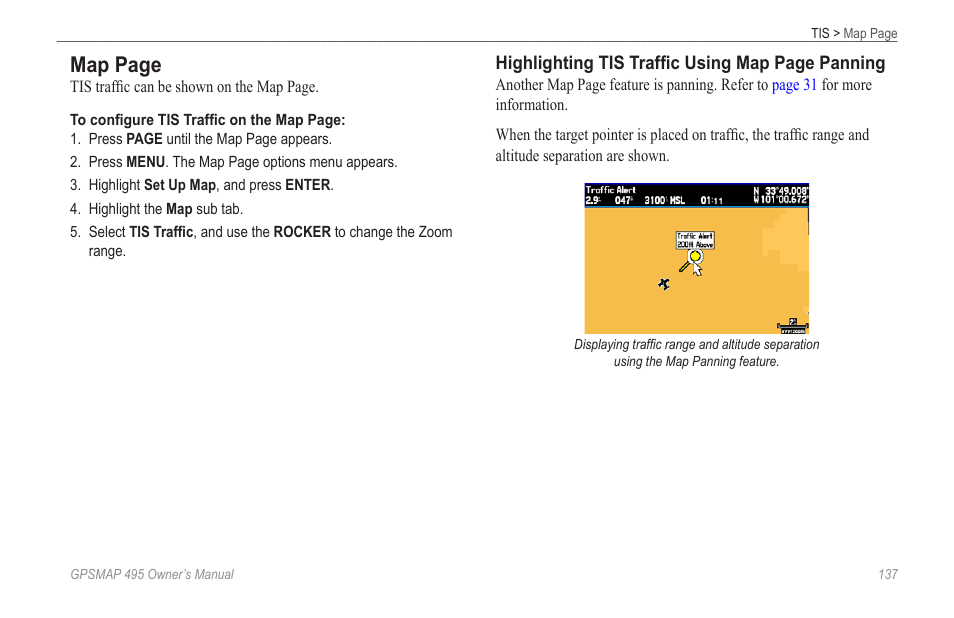 Map page | Garmin GPSMAP 495 User Manual | Page 145 / 179