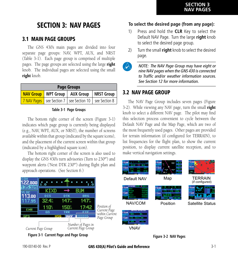 1 main page groups, 2 nav page group | Garmin GNS 430 User Manual | Page 35 / 266