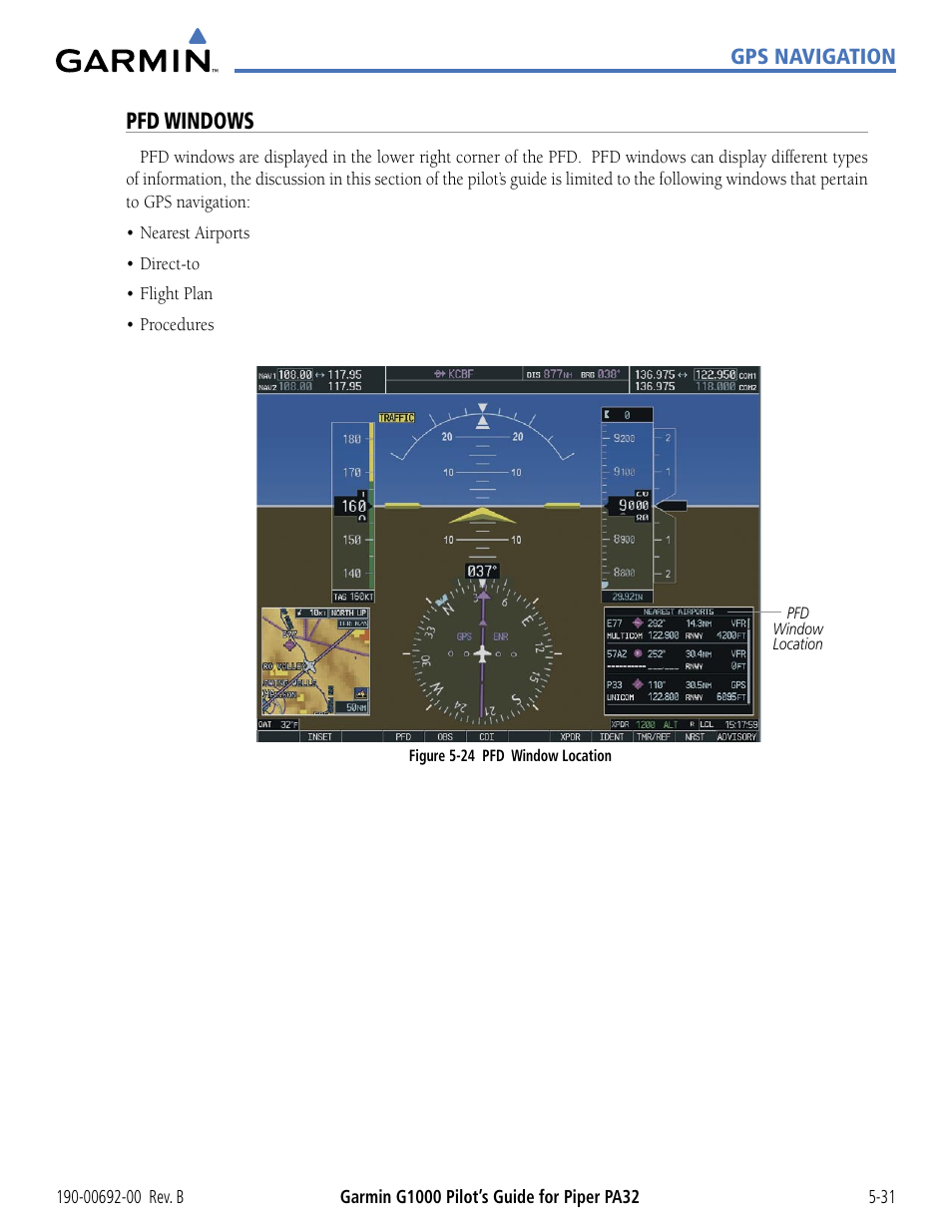Pfd windows | Garmin G1000 Piper PA32 User Manual | Page 165 / 450