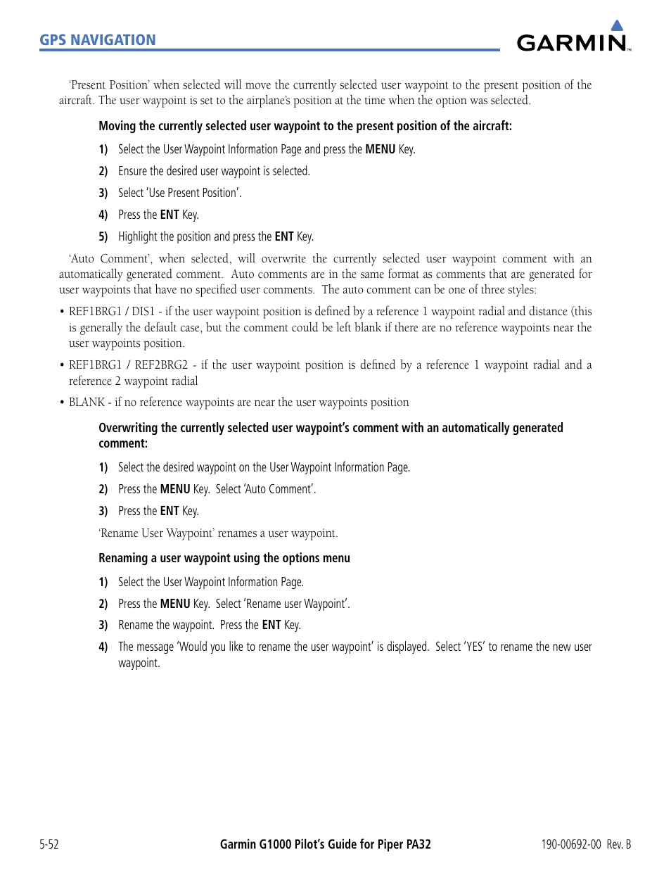 Garmin G1000 Piper PA32 User Manual | Page 186 / 450