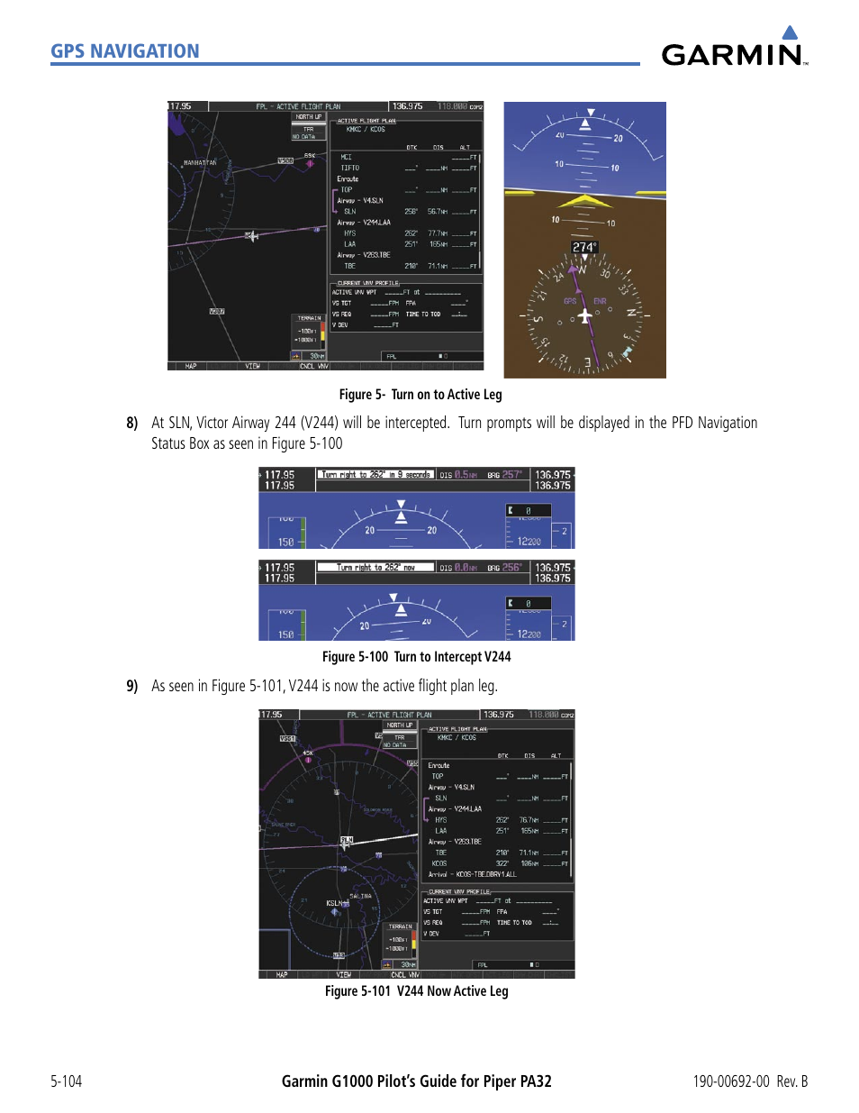 Gps navigation | Garmin G1000 Piper PA32 User Manual | Page 238 / 450