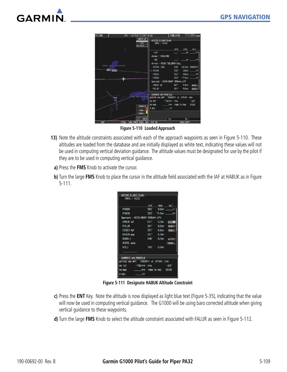 Garmin G1000 Piper PA32 User Manual | Page 243 / 450