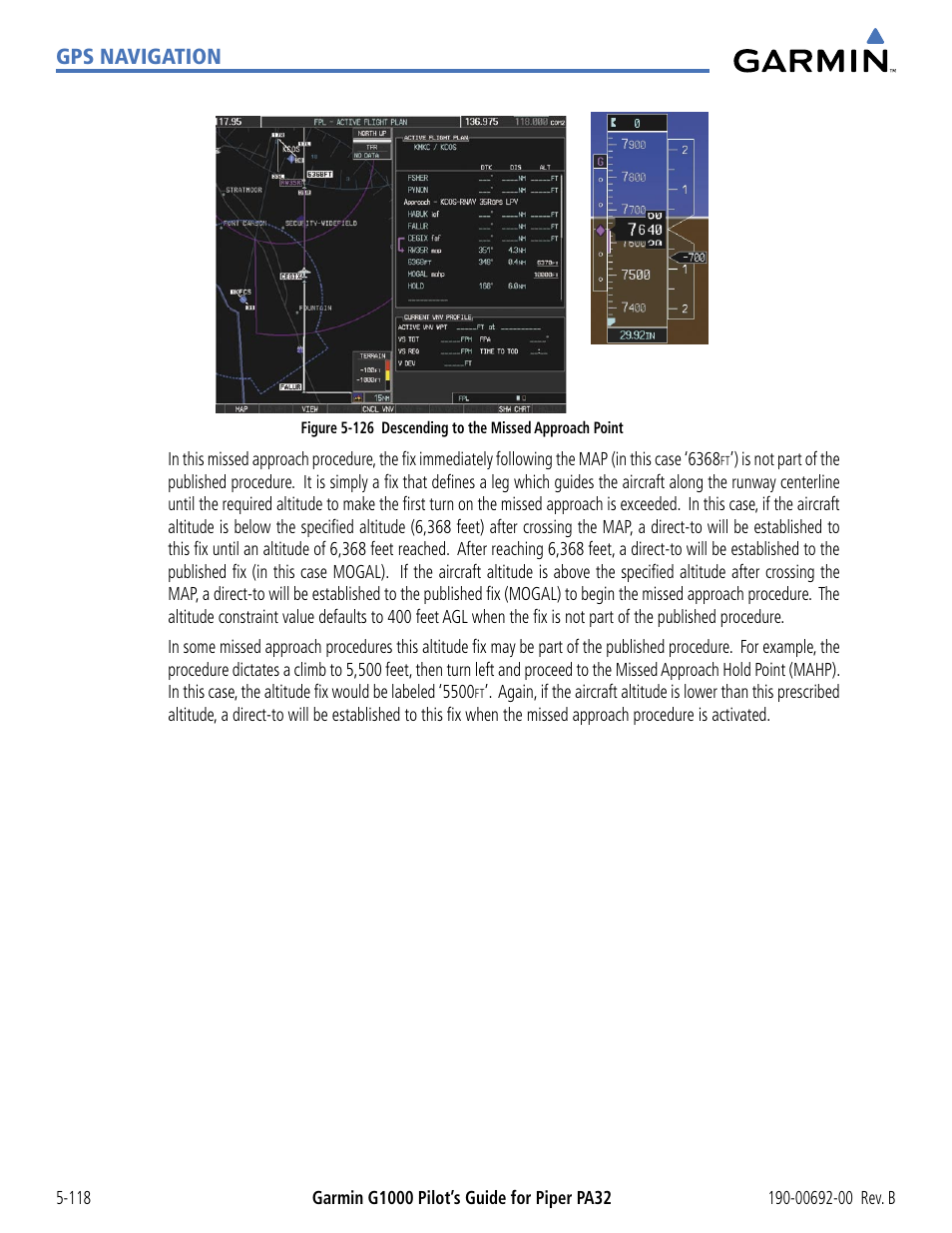 Gps navigation | Garmin G1000 Piper PA32 User Manual | Page 252 / 450