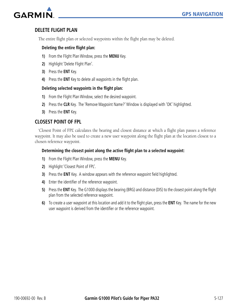 Garmin G1000 Piper PA32 User Manual | Page 261 / 450