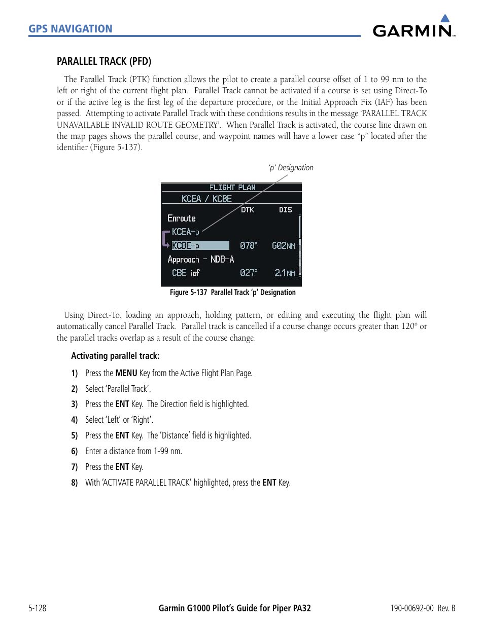 Garmin G1000 Piper PA32 User Manual | Page 262 / 450
