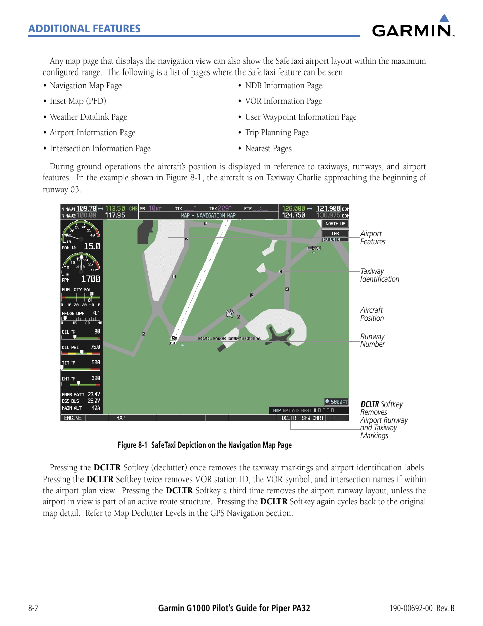 Additional features | Garmin G1000 Piper PA32 User Manual | Page 354 / 450