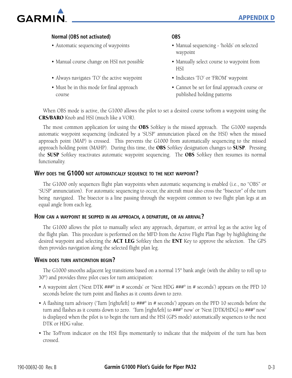Garmin G1000 Piper PA32 User Manual | Page 435 / 450