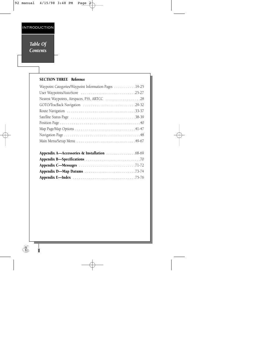 Garmin GPS 92 User Manual | Page 8 / 84