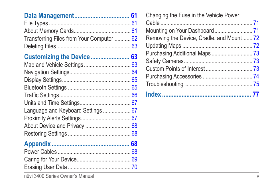 Garmin nuvi 3490 for Volvo Cars User Manual | Page 5 / 89