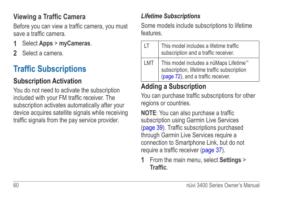 Traffic subscriptions | Garmin nuvi 3490 for Volvo Cars User Manual | Page 66 / 89