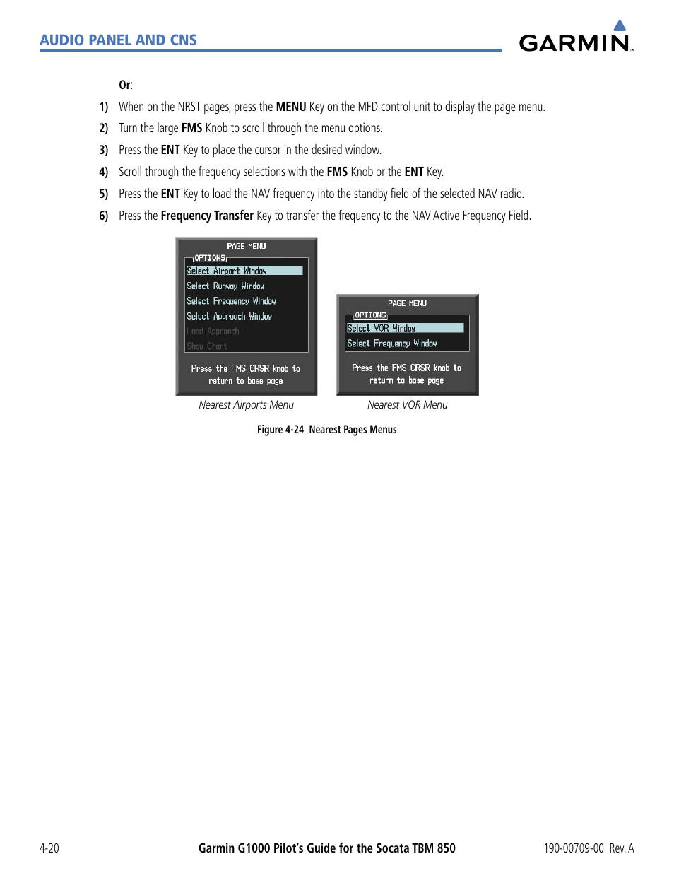Audio panel and cns | Garmin G1000 Socata TBM 850 User Manual | Page 126 / 542