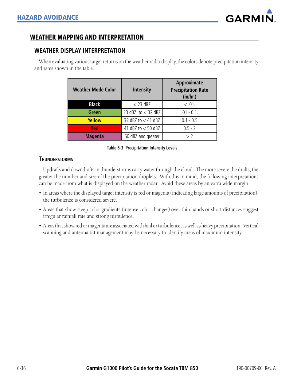 Weather mapping and interpretation | Garmin G1000 Socata TBM 850 User Manual | Page 336 / 542