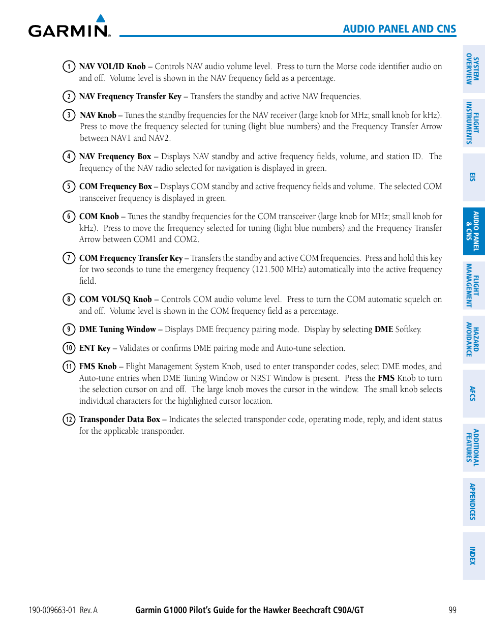 Audio panel and cns | Garmin G1000 King Air C90GT User Manual | Page 113 / 586