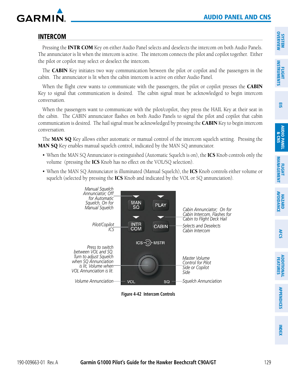 Intercom, Audio panel and cns | Garmin G1000 King Air C90GT User Manual | Page 143 / 586