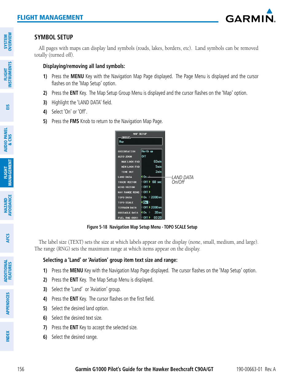 Flight management, Symbol setup | Garmin G1000 King Air C90GT User Manual | Page 170 / 586