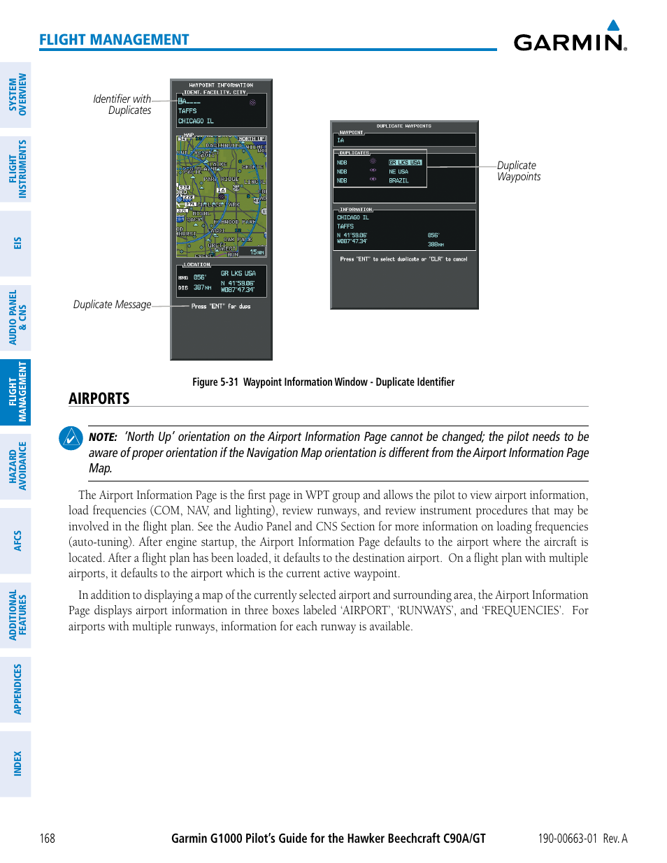 Airports, Flight management | Garmin G1000 King Air C90GT User Manual | Page 182 / 586