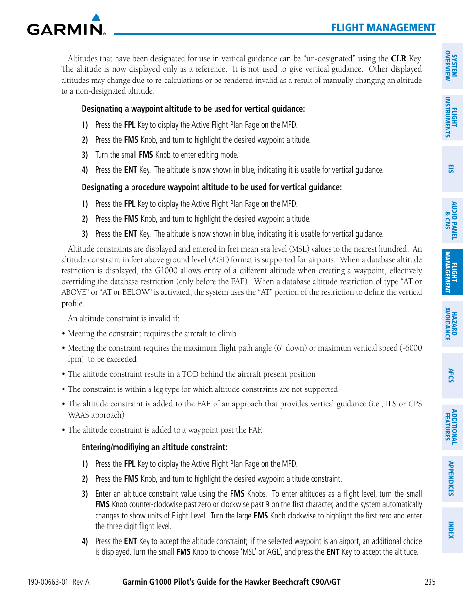 Flight management | Garmin G1000 King Air C90GT User Manual | Page 249 / 586
