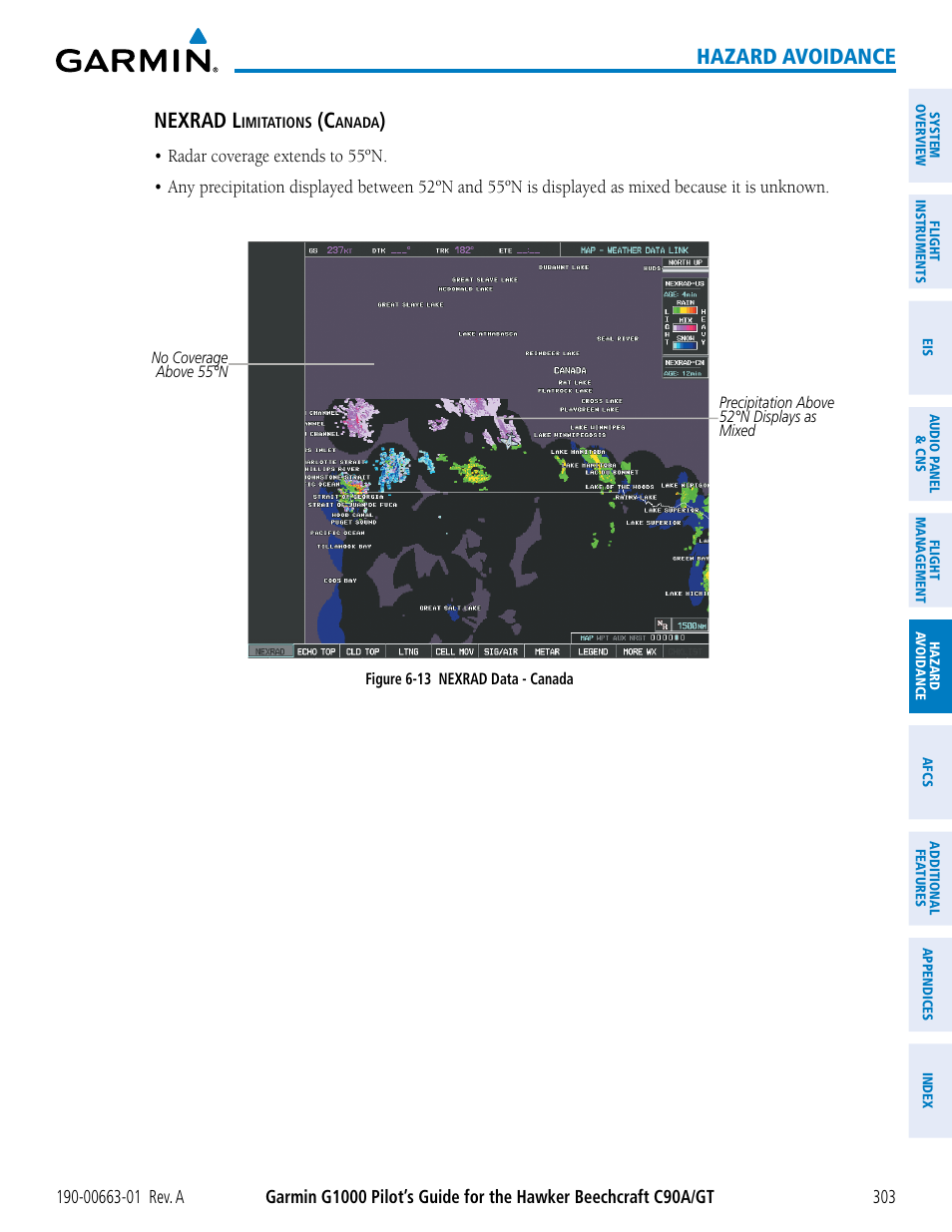 Hazard avoidance, Nexrad l | Garmin G1000 King Air C90GT User Manual | Page 317 / 586