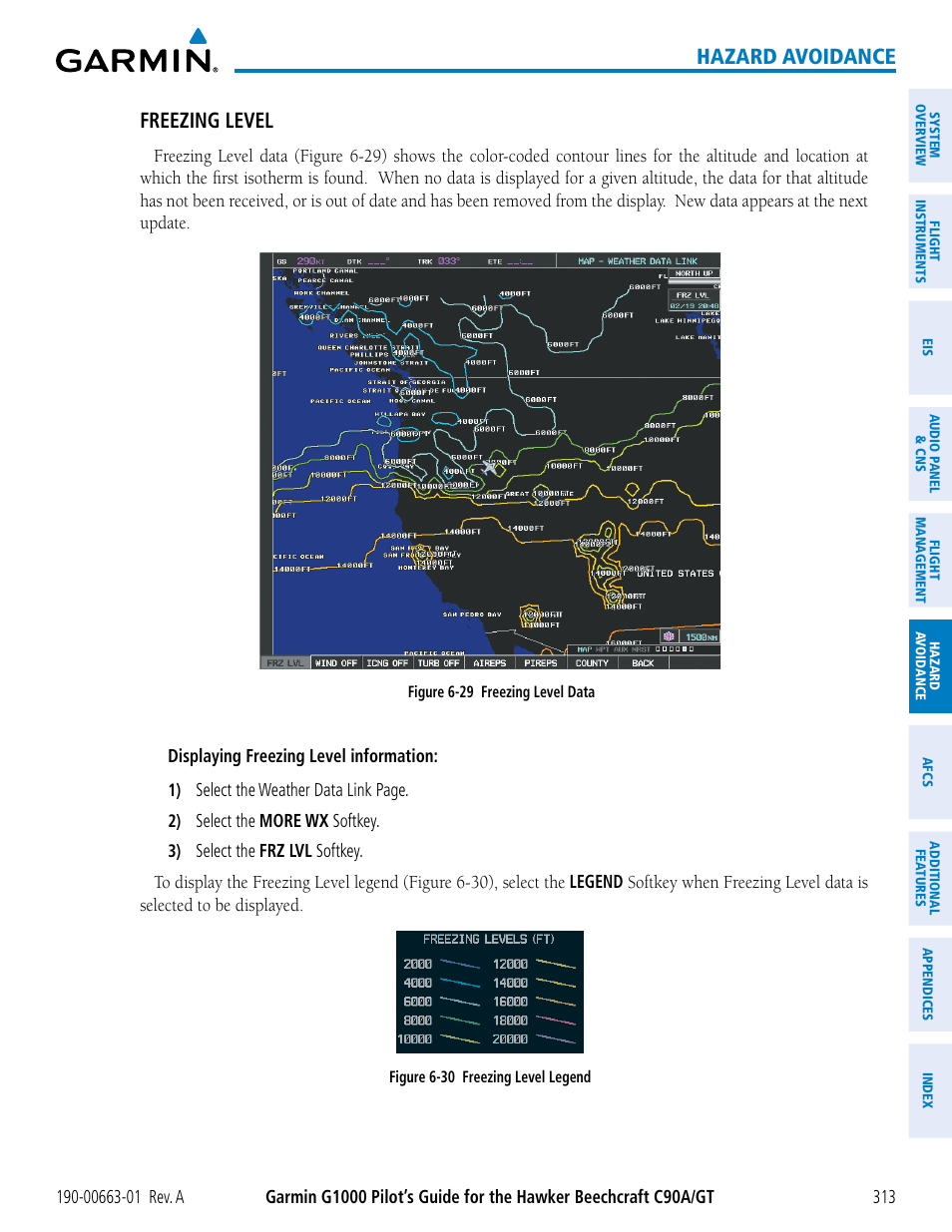 Hazard avoidance, Freezing level | Garmin G1000 King Air C90GT User Manual | Page 327 / 586