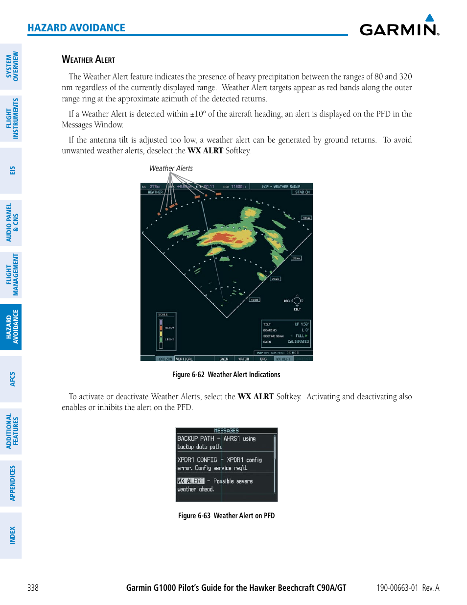 Hazard avoidance | Garmin G1000 King Air C90GT User Manual | Page 352 / 586