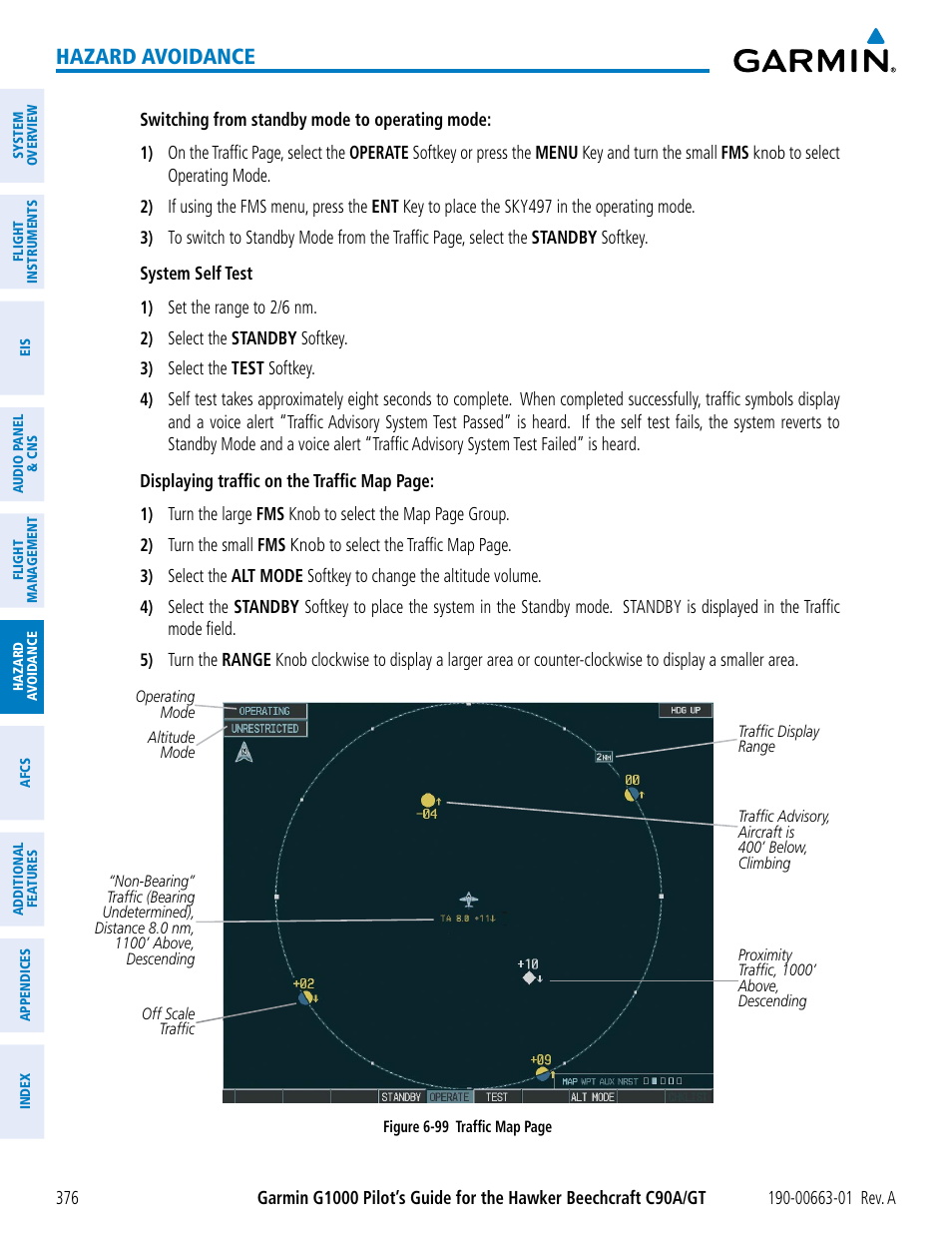 Hazard avoidance | Garmin G1000 King Air C90GT User Manual | Page 390 / 586