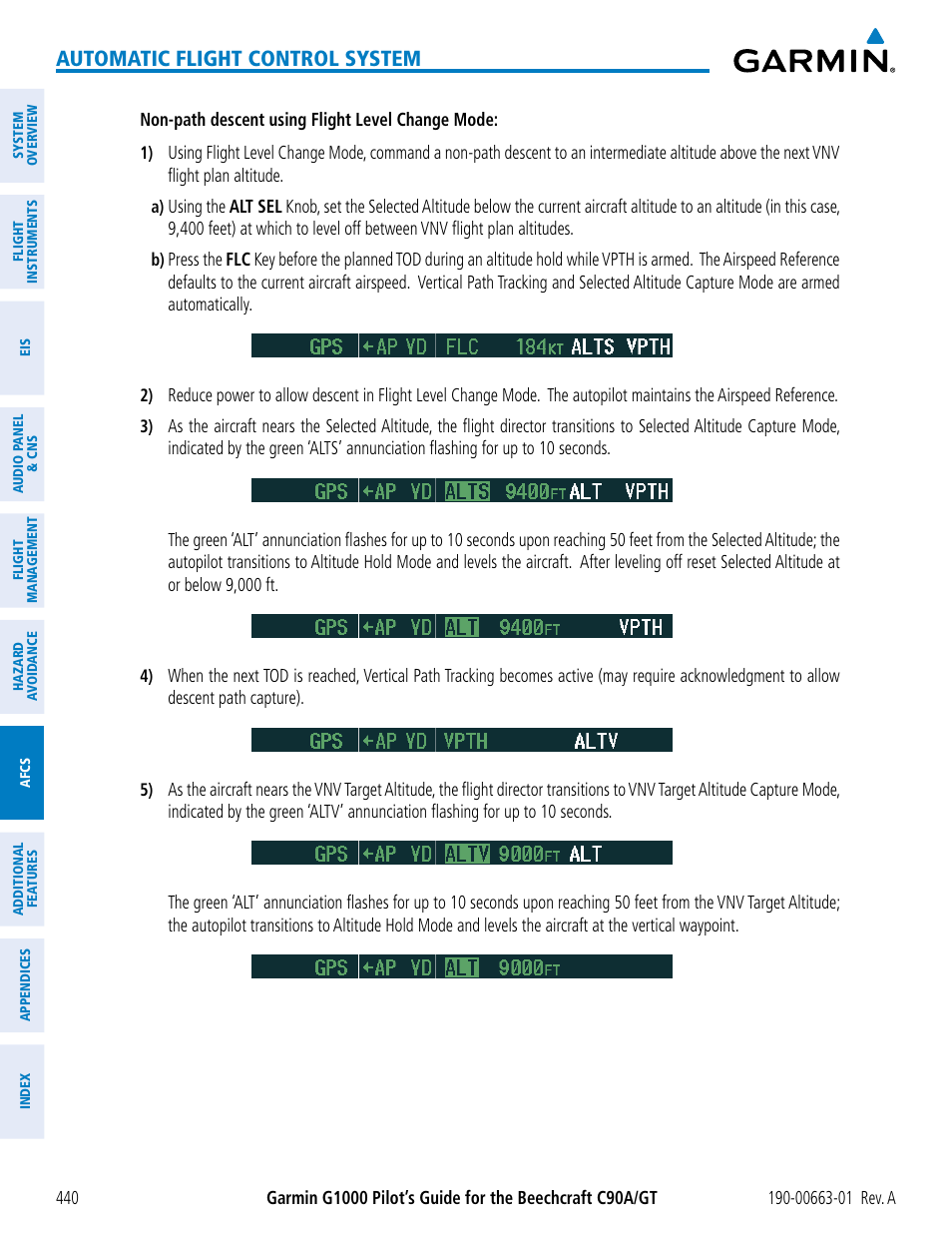 Automatic flight control system | Garmin G1000 King Air C90GT User Manual | Page 454 / 586