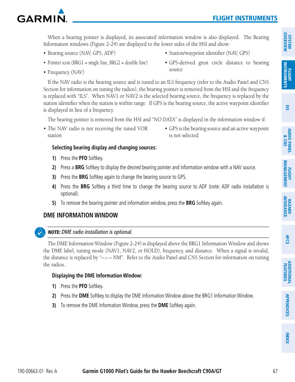 Flight instruments, Dme information window | Garmin G1000 King Air C90GT User Manual | Page 81 / 586
