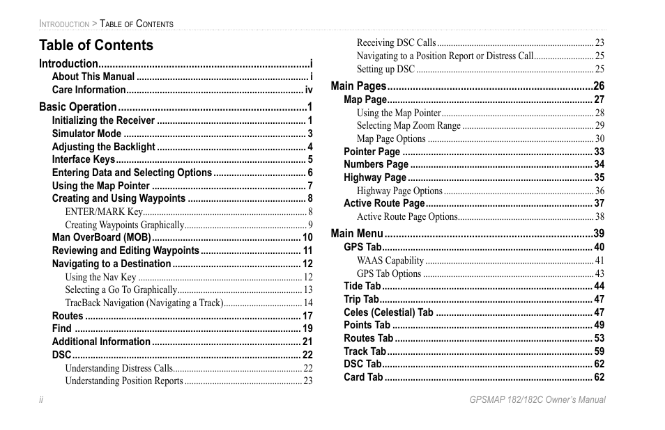 Garmin GPSMAP 182C User Manual | Page 4 / 126