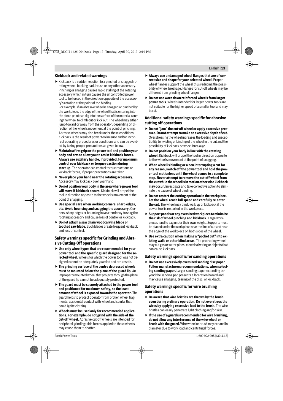 Bosch GWS 9-125 Professional User Manual | Page 13 / 270