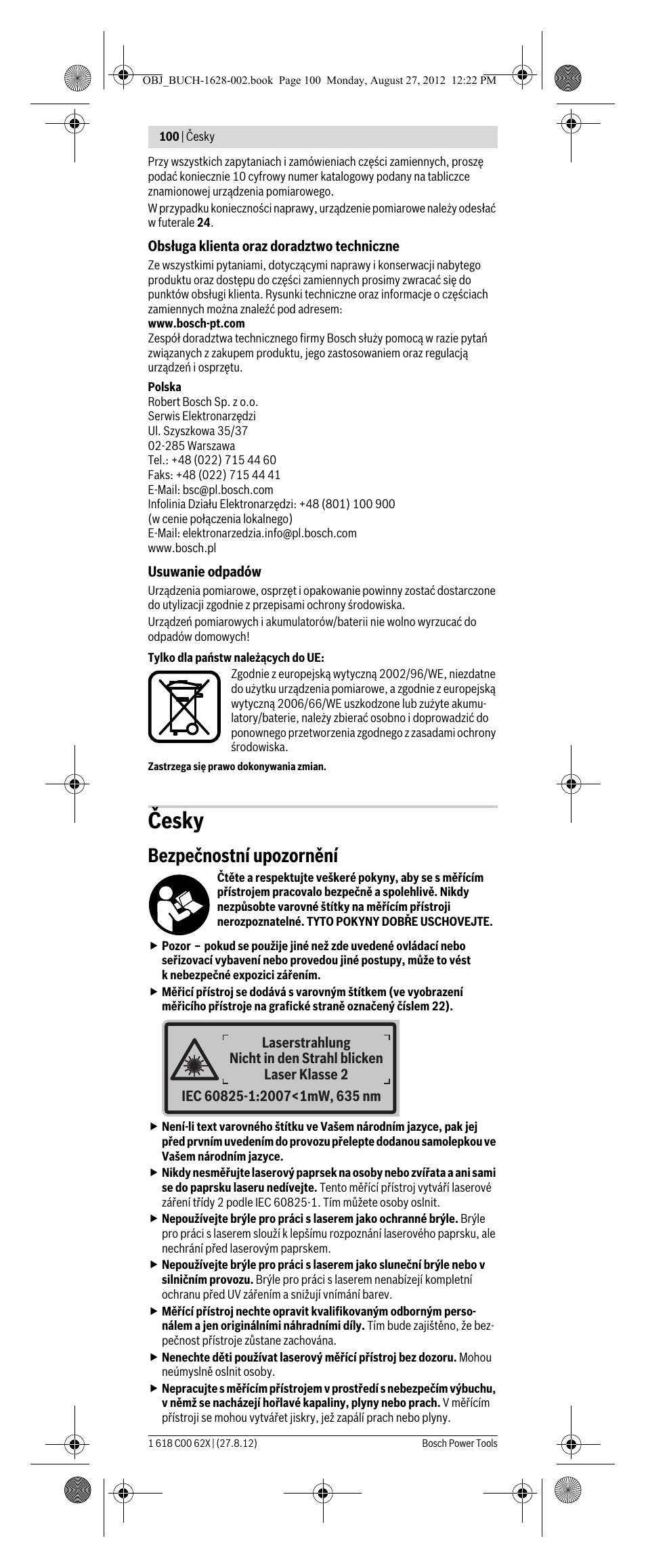 Česky, Bezpečnostní upozornění | Bosch GIM 60 L Professional User Manual | Page 100 / 222